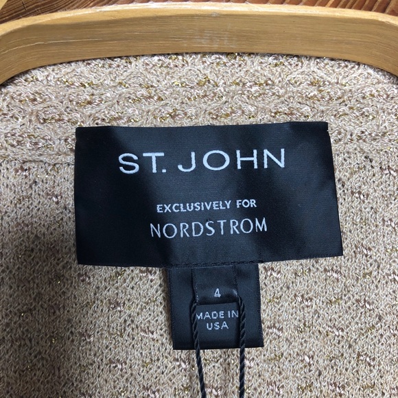 St. John Camel Melange moto zip shimmer blazer - Picture 3 of 8